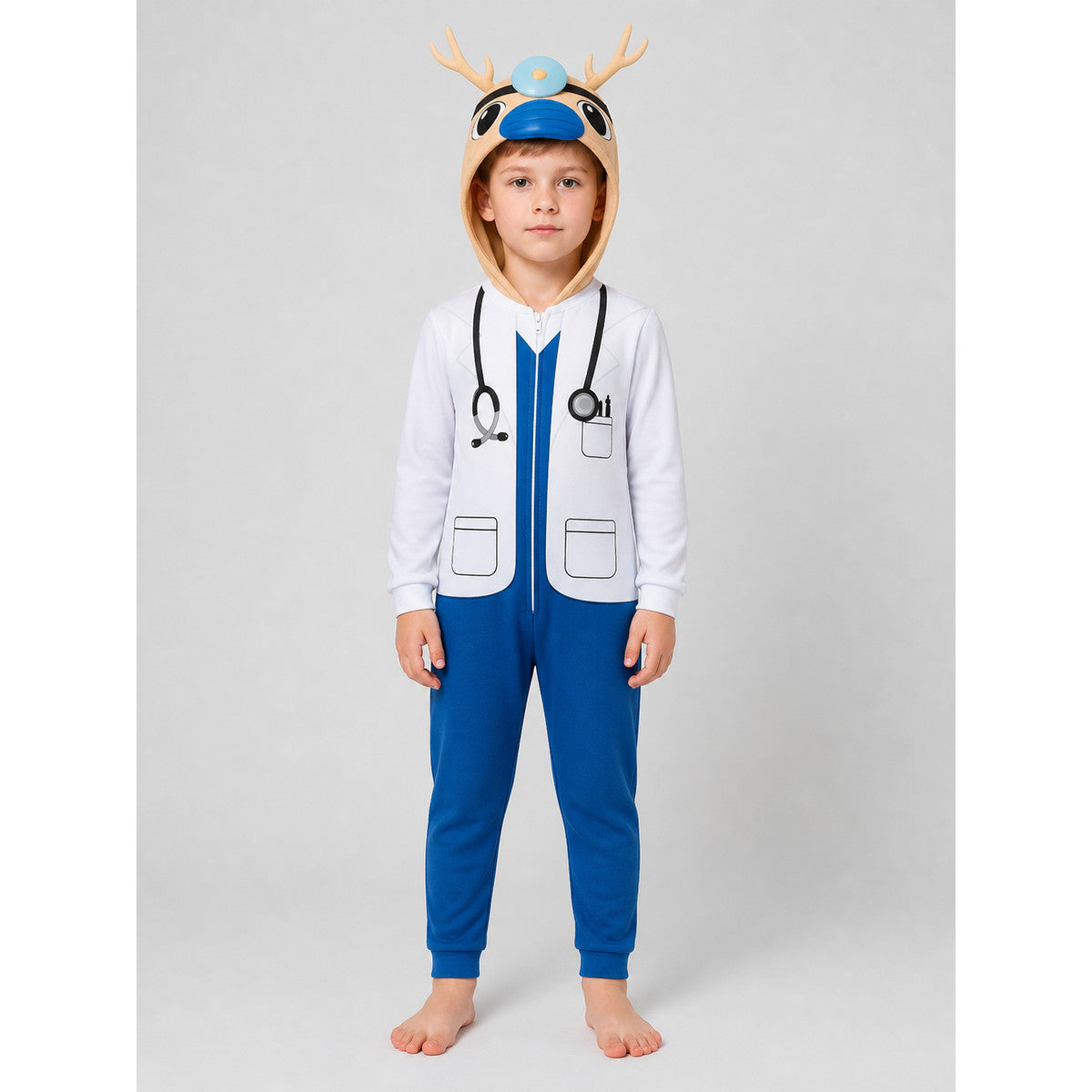 Children’s Deer Doctor Costume with White Lab Coat on-model view