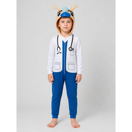 Children’s Deer Doctor Costume with White Lab Coat on-model view