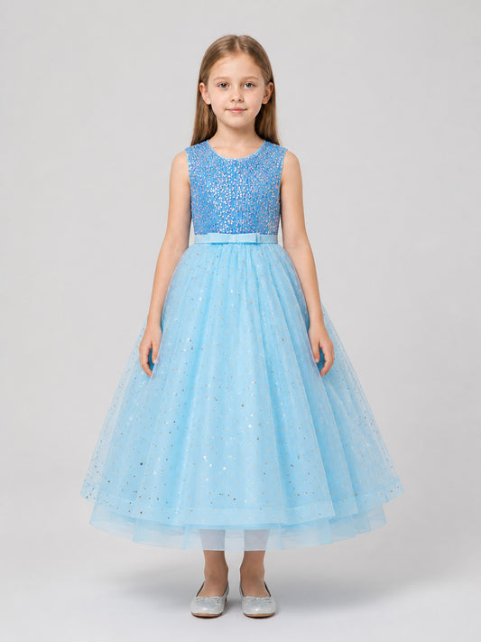 Children's Princess Dress with Sequins and a Full Skirt on-model view