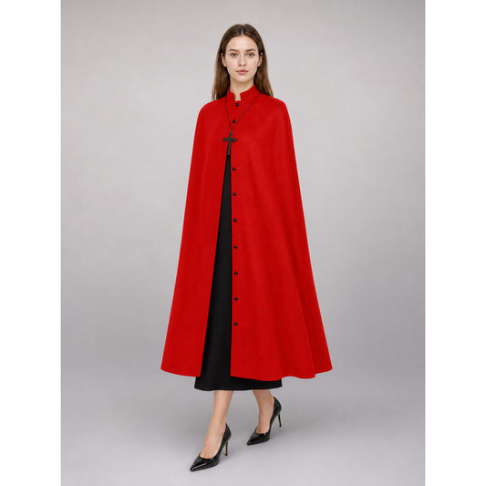 Red Long Carnival Cloak with Collar