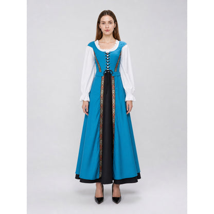 Blue Historical Costume with Long Sleeves