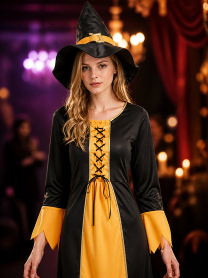 Halloween Witch Costume with Orange Trim