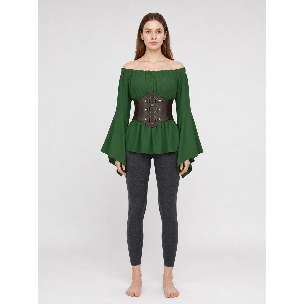 Renaissance-Style Costume Dress with Belt on-model view