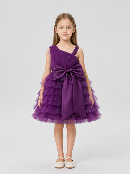 European-Style Sleeveless Tulle Dress with Bow LAL93 on-model view