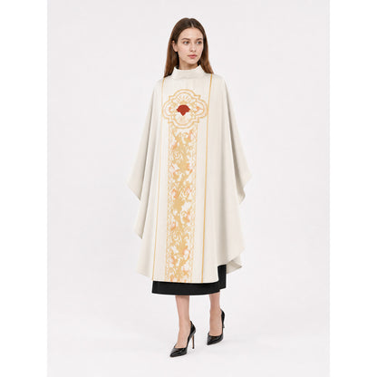 Ivory Carnival Cloak with Gold Decoration front view
