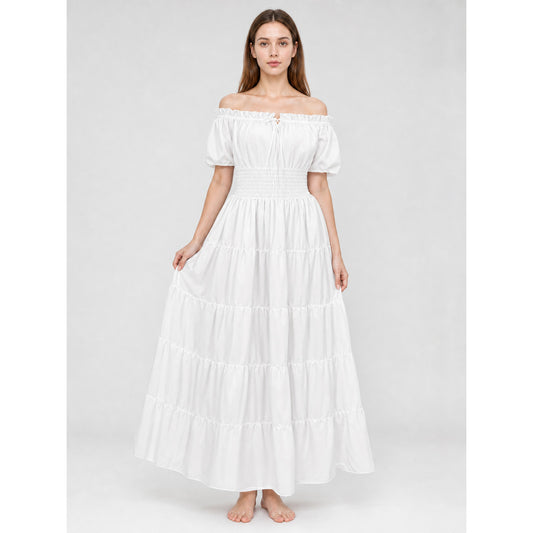Long White Dress in a Romantic Vintage Style