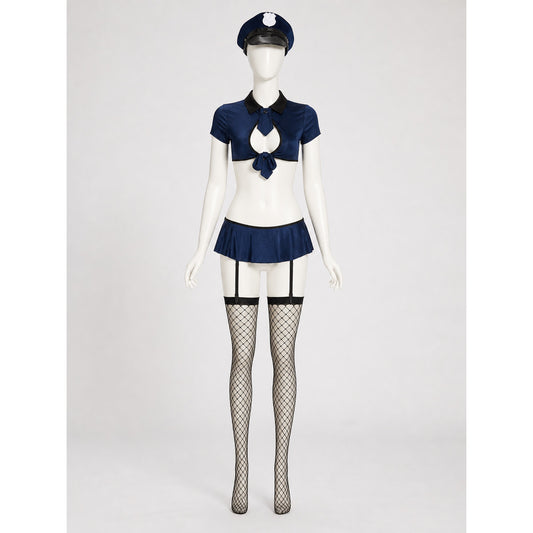 Two-Piece Police Costume with Skirt front view