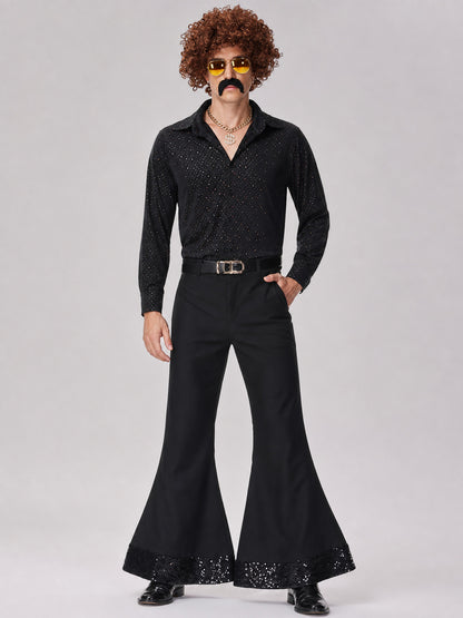 Retro 70s Disco Costume with Shirt and Pants on-model view