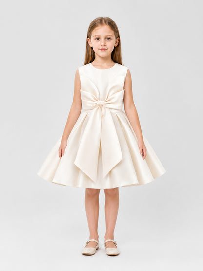 Girls' Dressy Princess Dress with a Full Skirt and Bow on-model view
