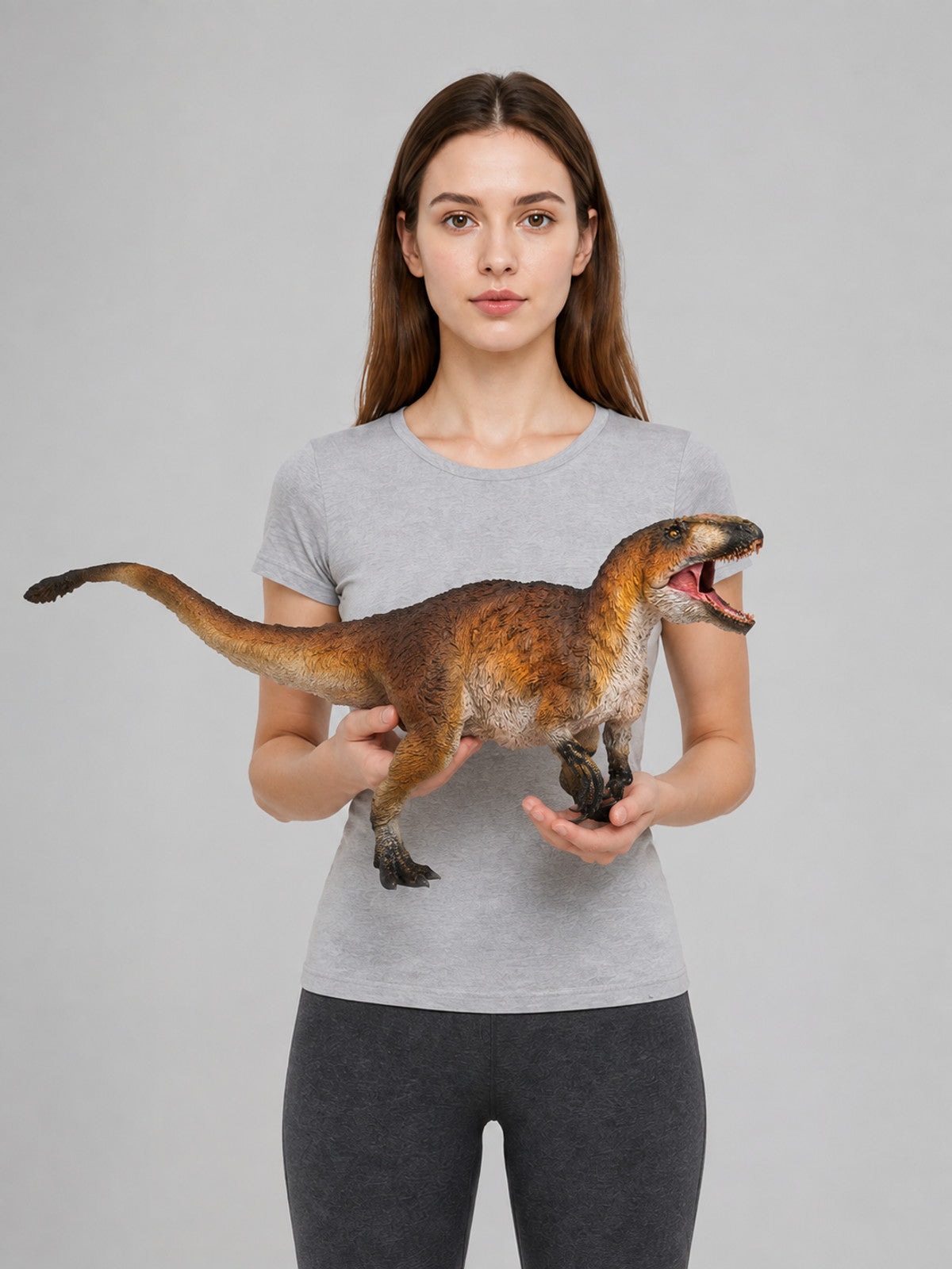 Predatory Dinosaur Figurine with Movable Jaw on-model view