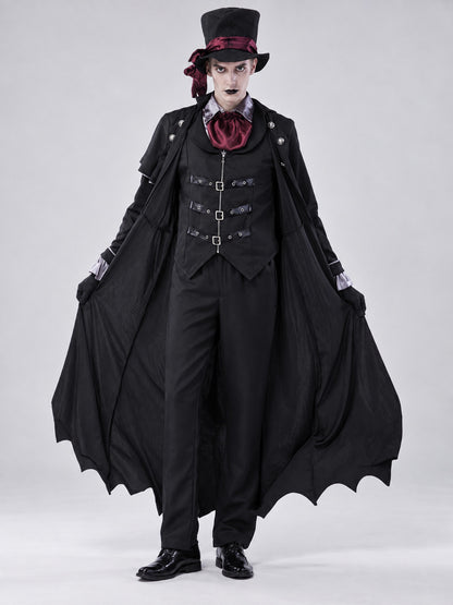 Vampire Halloween Costume with Cape, Top Hat, and Neck Scarf