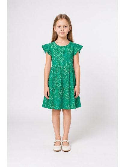 Inside Out 2 Cosplay Dress, Green with Flowers main product view