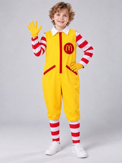 Clown Carnival Costume: Jumpsuit, Shirt, Leg Warmers