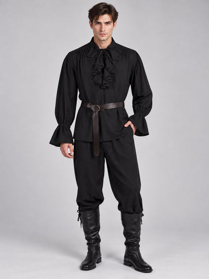 Medieval-Style Costume: Black Shirt, Pants, Belt