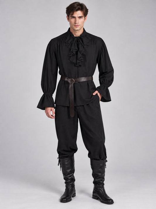 Medieval-Style Costume: Black Shirt, Pants, Belt