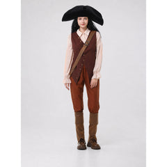 Pirate costume with vest, pants, and wide-brimmed hat
