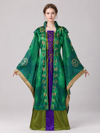 Medieval Cosplay Costume with Cape and Lacing on-model view