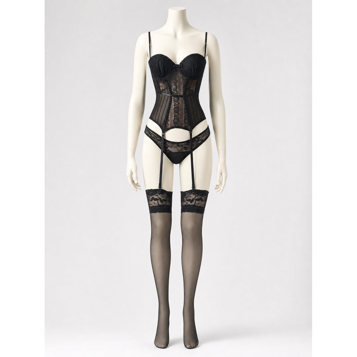 Lace Erotic Bodysuit with Decorative Bow