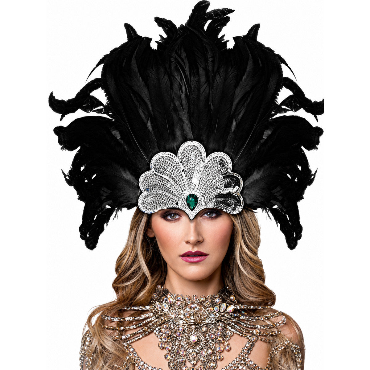 Feather and Bead Headpiece for Masquerade