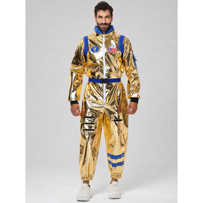 Gold-and-Blue Astronaut Costume Jumpsuit