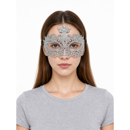 Carnival eye mask with silver glitter