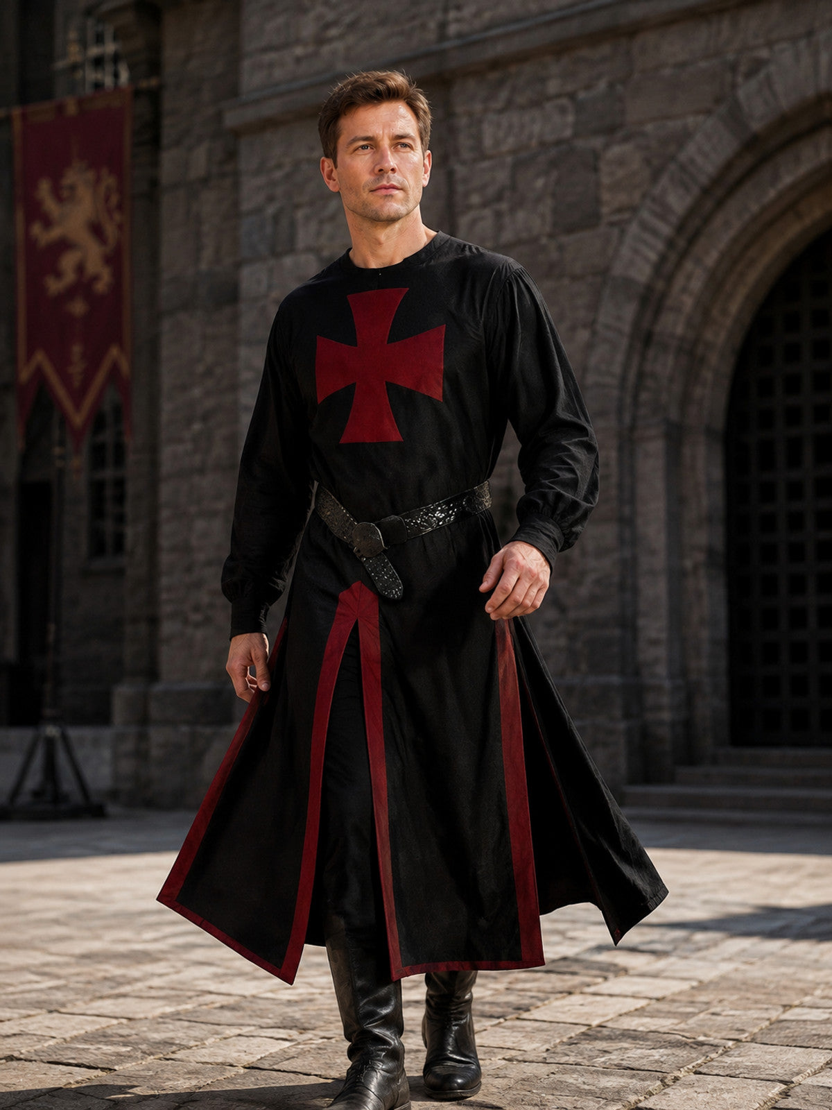 Medieval Long Robe with Red Cross for Cosplay main product view