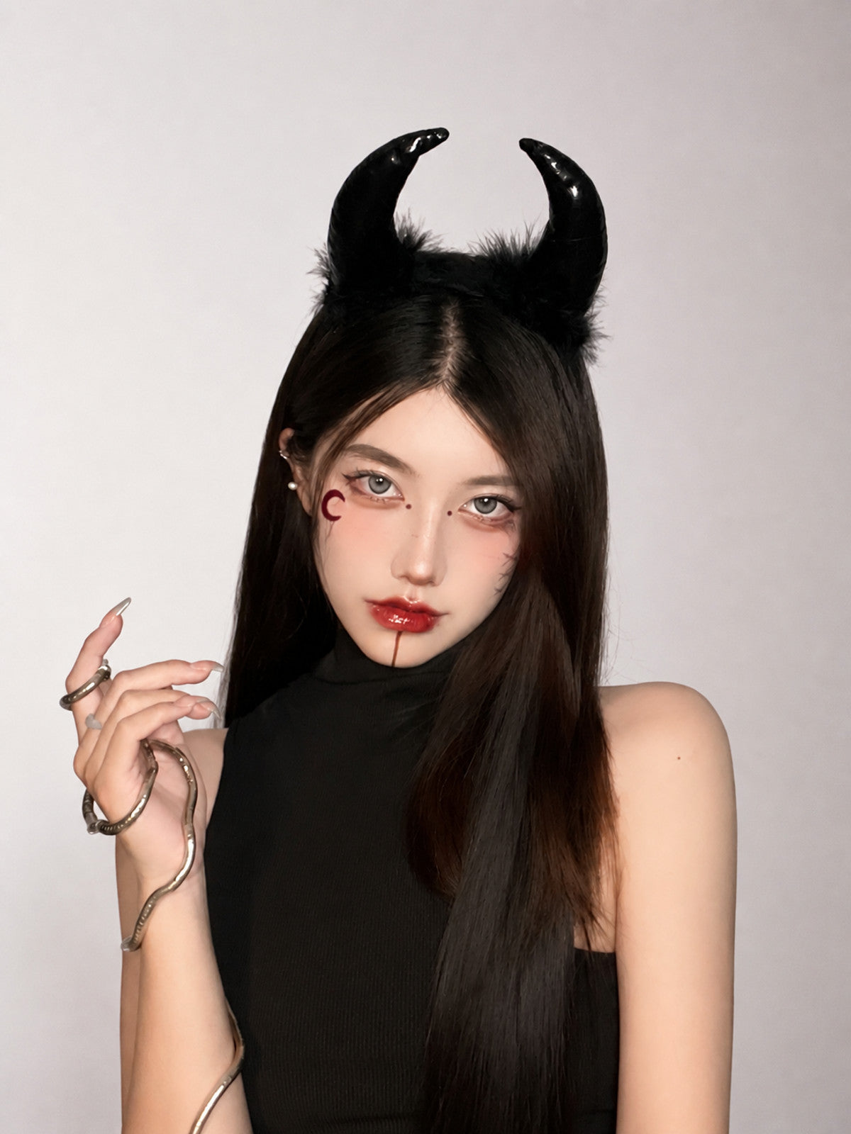 Halloween Carnival Headband with Black Horns main product view