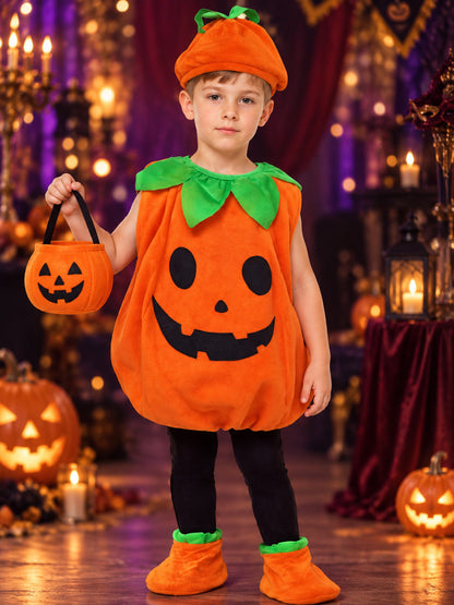 Kids' Pumpkin Costume with Hat and Slippers
