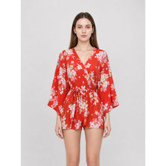 Short floral kimono robe for parties