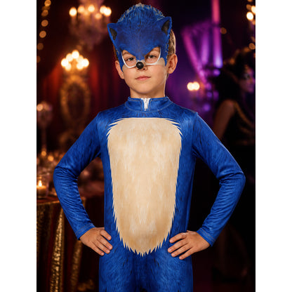 Blue Hedgehog Hooded Halloween Costume on-model view