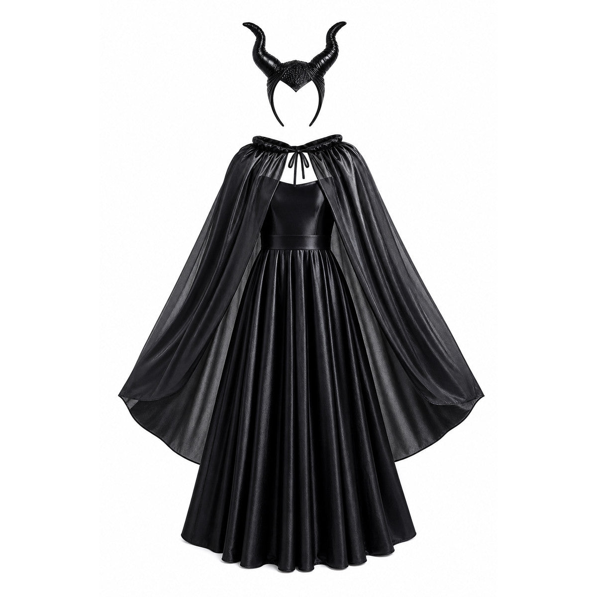 Carnival Costume Set: Horns and Cape on-model view