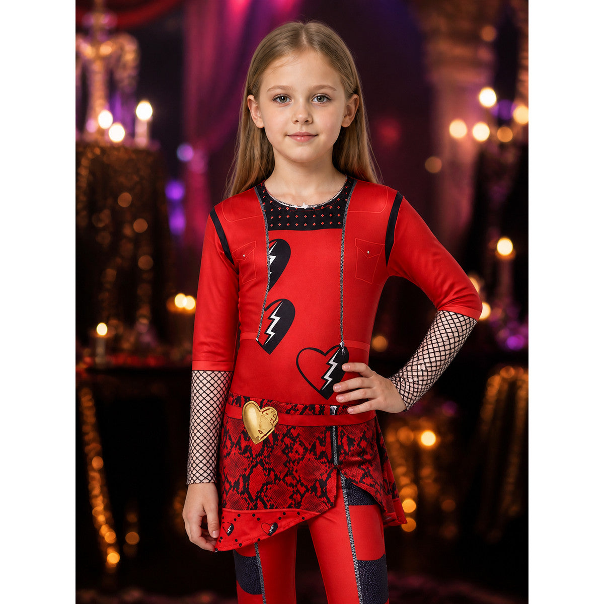Red Queen Costume with an Asymmetrical Skirt and Heart