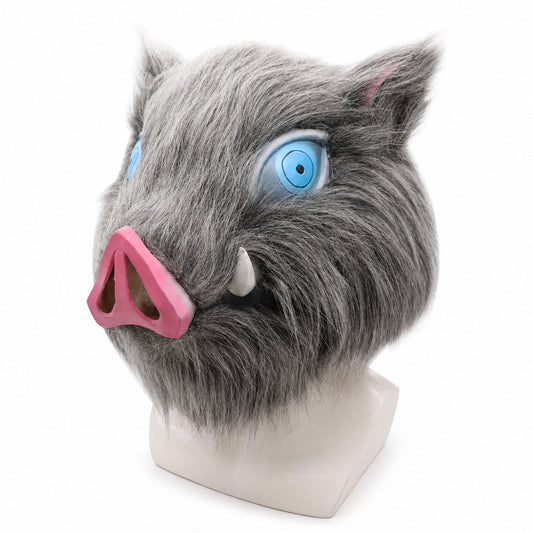 2026 Inosuke Hashibira Mask Helmet Cosplay Hood Hair Pig Mask Headwear Halloween Carnival Costume Prop