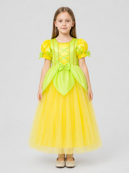 Princess Dress with a Full Skirt and Puff Sleeves