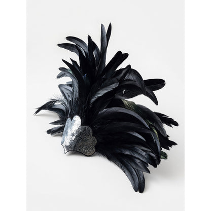 Feather carnival accessory with a silver heart