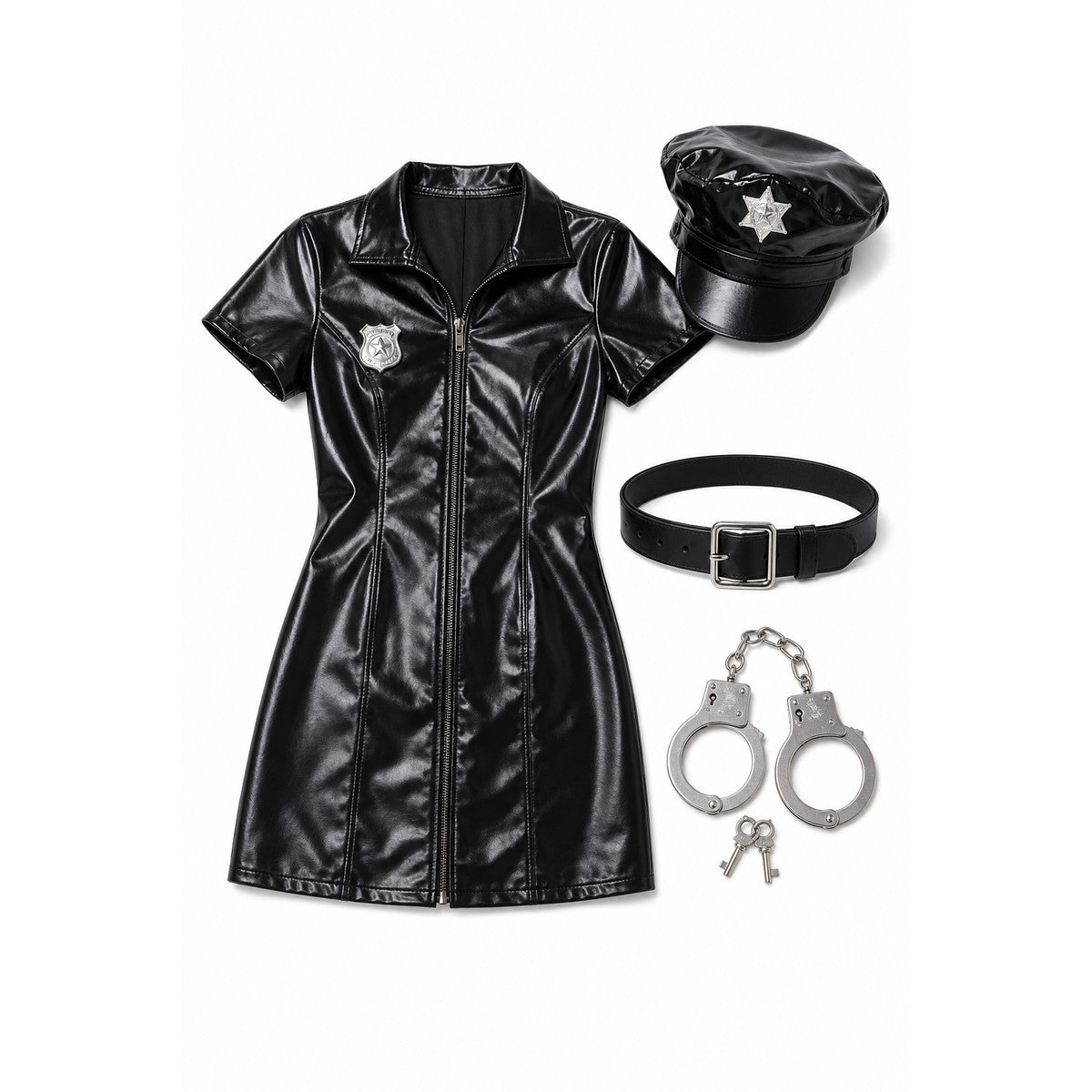 Black Policewoman Costume on-model view