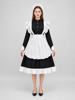 Costume Dress with White Apron and Cap