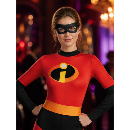 Kids Superhero Costume, Red-Black Bodysuit With Gold Belt and Chest Badge for on-model view