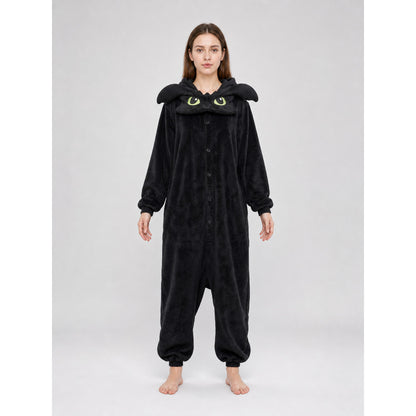 Black Dragon Costume with Hood front view