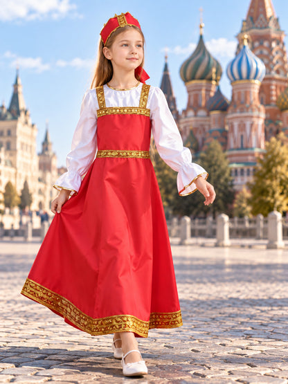 Russian-Style Dress with Flared Skirt main product view
