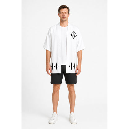 Bleach Shunsui Kyōraku Cosplay Costume, White with Black Pattern main product view