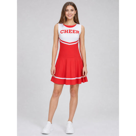 Cheer Performance Dress, Red and White, Sleeveless