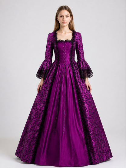 Long Dress with Lace and Decorative Lacing on-model view