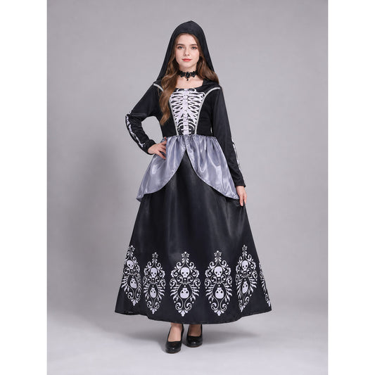 Gothic hooded dress with long sleeves