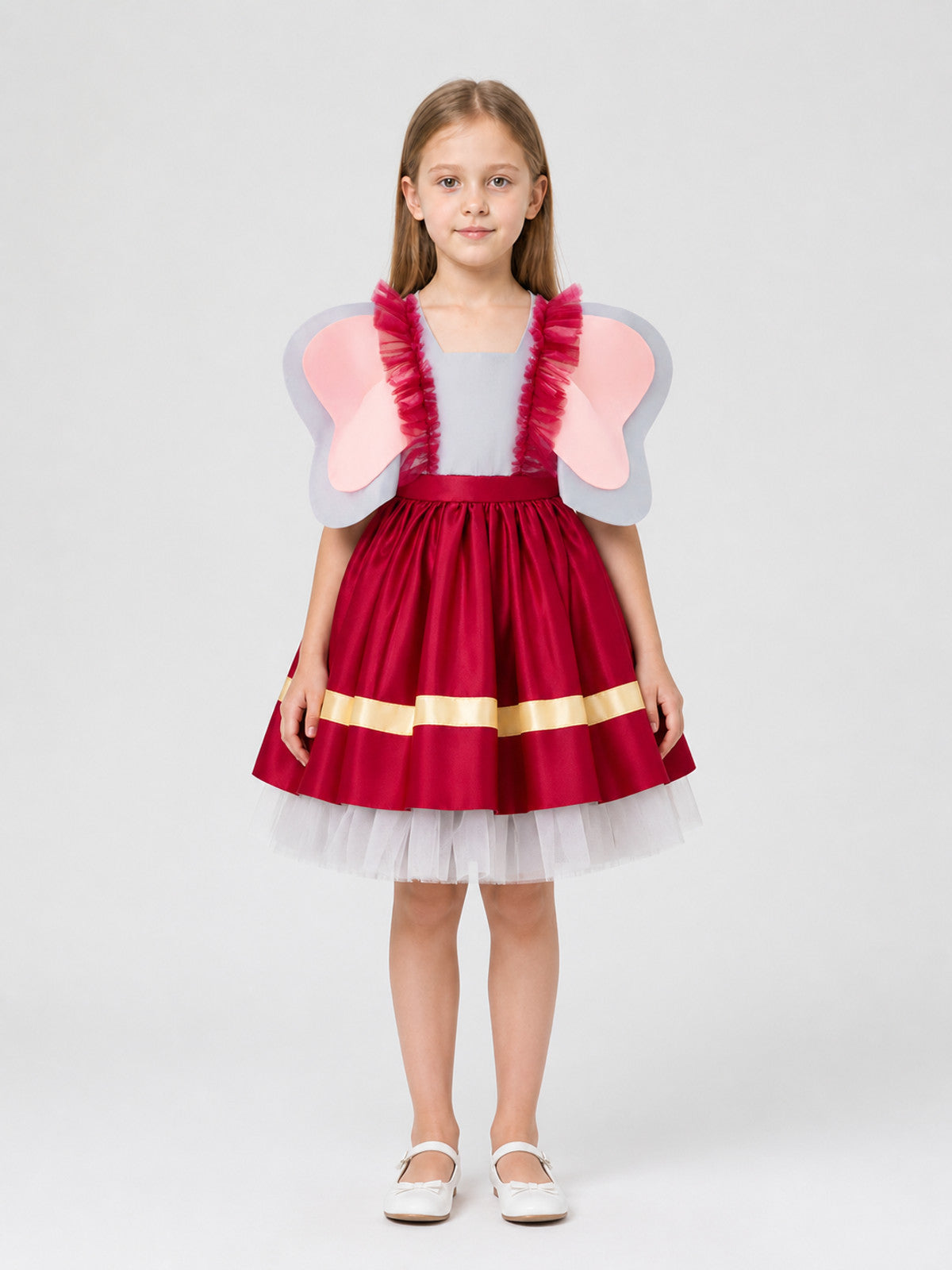 Kids' Costume Dress with Wings and Full Skirt on-model view