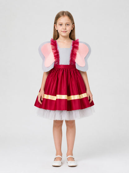 Kids' Costume Dress with Wings and Full Skirt on-model view