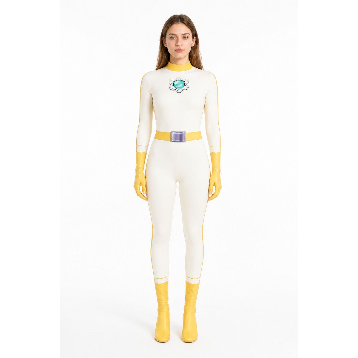 Princess Peach cosplay jumpsuit with a floral pattern main product view