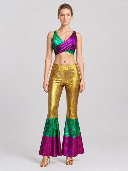 Stage Costume, Sparkly Top and Flared Pants on-model view