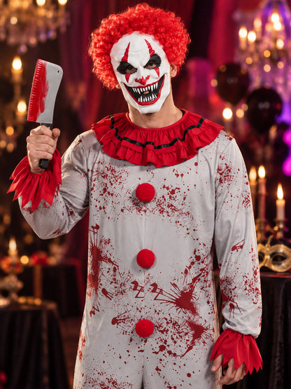Adult clown carnival costume with mask and wig