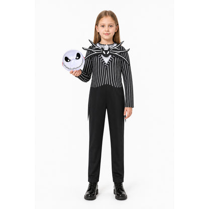Black-and-White Striped Skeleton Costume with Mask main product view